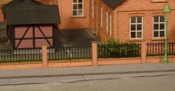 Trädgårdsmur med Järnstaket H0