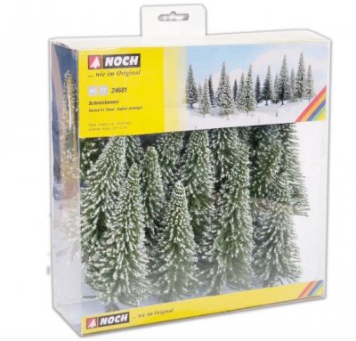 Granar med Snö 16 st 10 - 14 cm H0 och TT